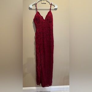 Windsor Burgundy Lace Prom Dress